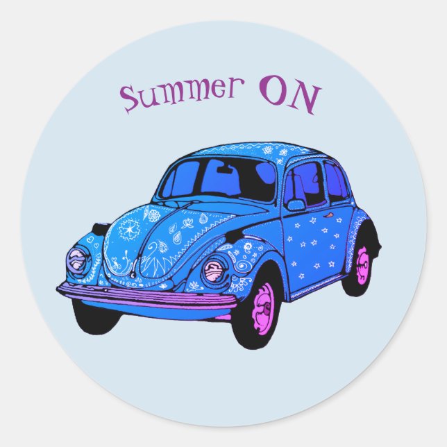 Summer On Blue hippie Car Mandala Pegatina de auto (Anverso)