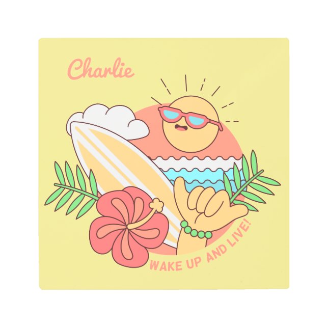 Summer Surfer nombre personalizado arte mural meta (Anverso)