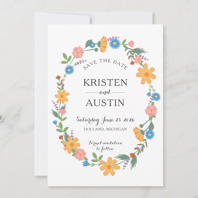 Summer Wildflower Flat Guardar la tarjeta de fecha (Anverso)