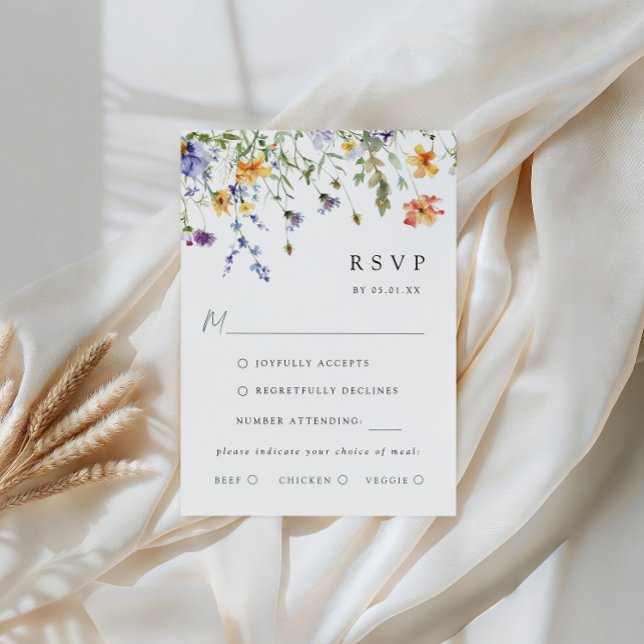 Summer Wildflower Garden Wedding RSVP Card (Subido por el creador)