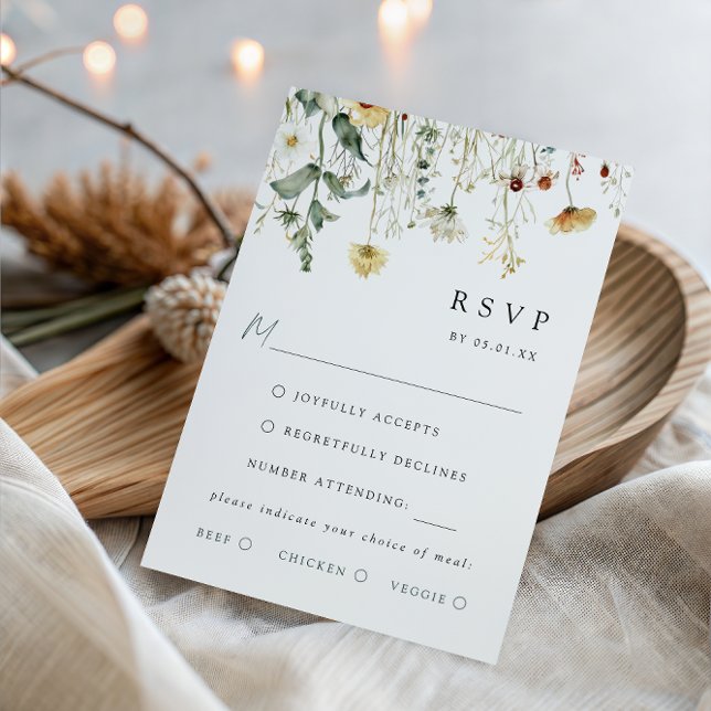 Summer Wildflower Wedding Meal Choice RSVP Card (Subido por el creador)