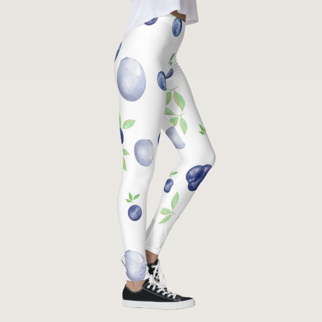 Summery Watercolor Blueberry Leggings (Derecha)