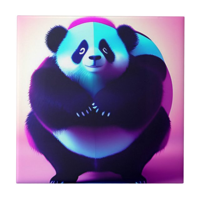 Sumo Panda El Gnasher de Bambú, Baldosa Cerámica (Frente)