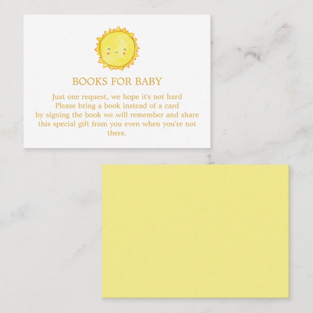 Sun Books para la tarjeta de cierre para bebés (Anverso / Reverso)