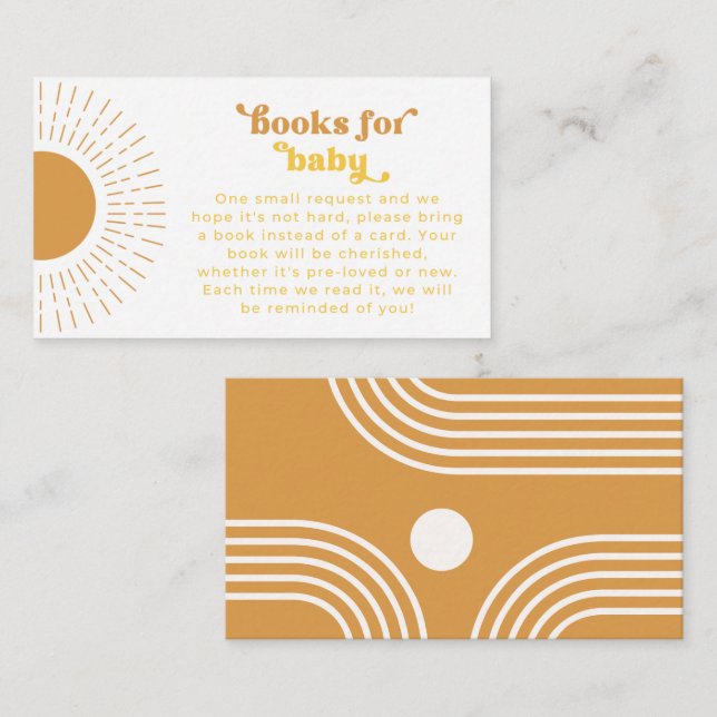 Sun Books Para La Tarjeta De Inserción De Bebés |  (Anverso / Reverso)