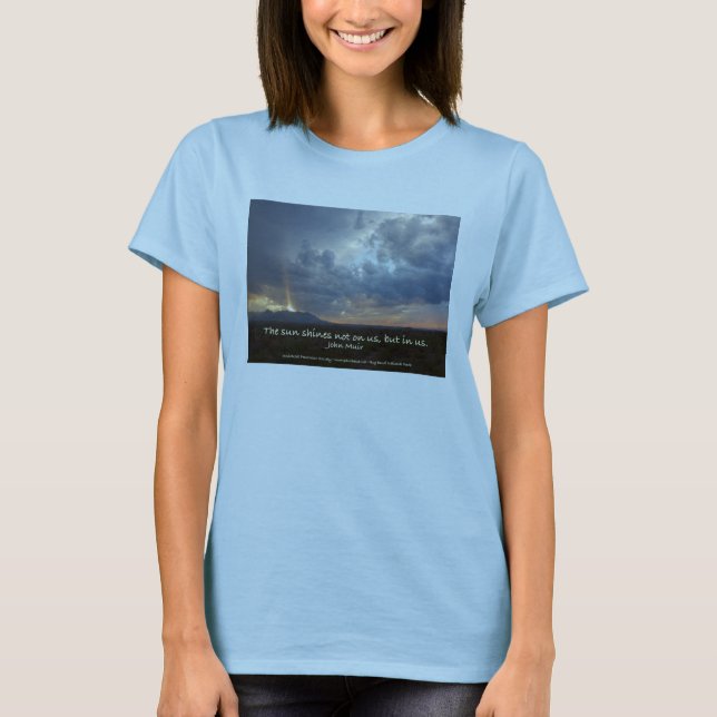 Sun brilla la camiseta de las mujeres de John Muir (Anverso)