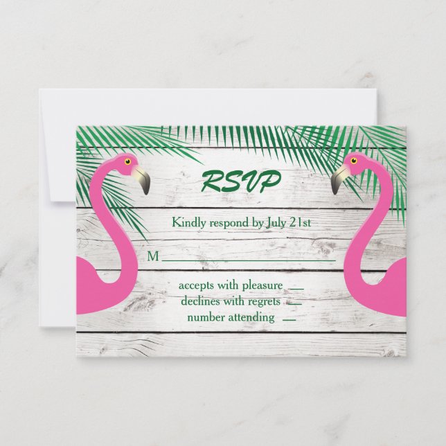 Sun Kissed Flamingo Wedding RSVP (Anverso)