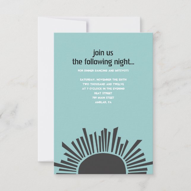 Sun Moon Water Bar Bat Mitzvah Pequeña Tarjeta Fie (Anverso)