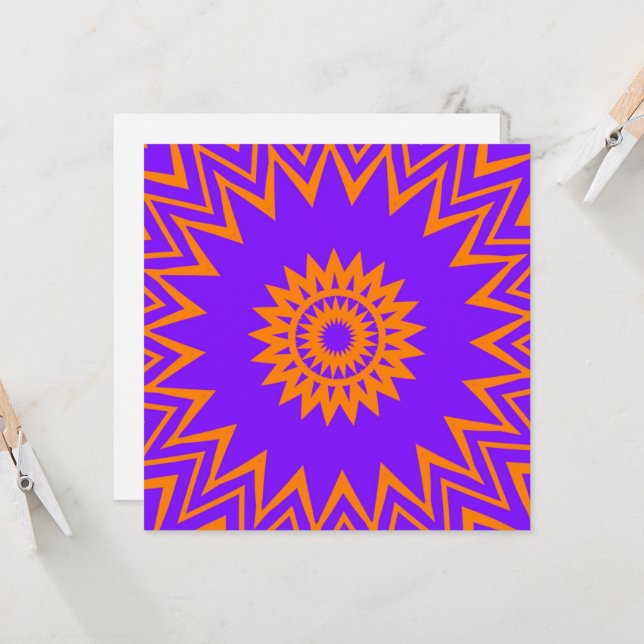 Sun Rays notecard morado y Naranja (Anverso/Reverso In Situ)
