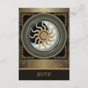 Sun y tarjetas paganas de RSVP de la rueda de la