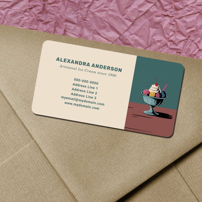 Sundae - Etiqueta de dirección de devolución de he (Sundae - Ice Cream Parlor Return Address Label)