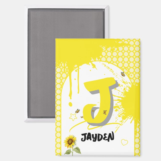 Sunflower acuarela con imán de mariposas (Anverso/Reverso)