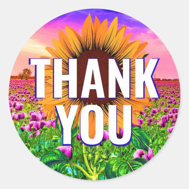 Sunflower acuarela - Floral Gracias Pegatina (Anverso)