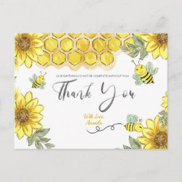 Sunflower Bee Tarjeta de agradecimiento