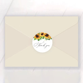 Sunflower Bridal Shower Classic Round Pegatina