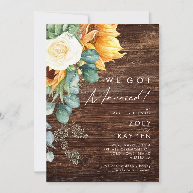 Sunflower Country | Invitación de Elopement de Mad (Anverso)