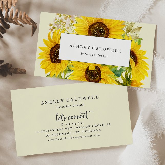 Sunflower Country | Tarjeta de visita amarilla (Subido por el creador)