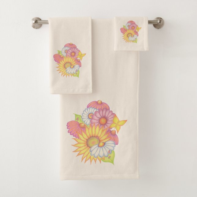 Sunflower Daisy Towel Set (In situ)