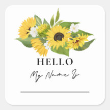 Sunflower Family Fun Day Square Name Etiqueta