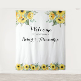 Sunflower Greenery Bienvenida Tapiz Boda