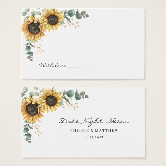 Sunflower Greenery Bridal Shower Date Ideas Noctur (Anverso y reverso)