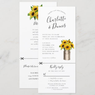 Sunflower i milkbucket invitación w rsvp adjunto