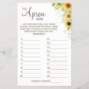 Sunflower La carta de juegos Apron Bridal