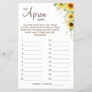 Sunflower La carta de juegos Apron Bridal