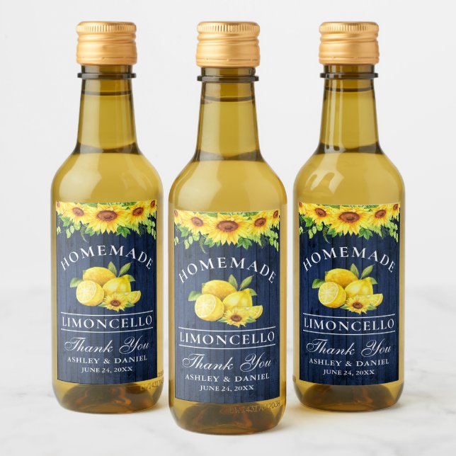 Sunflower Limoncello Blue Wood Mini Frascos (Botellas)