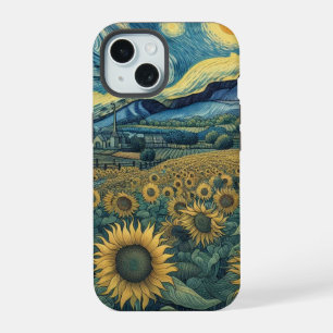 Sunflower Meadow in the Starry Night