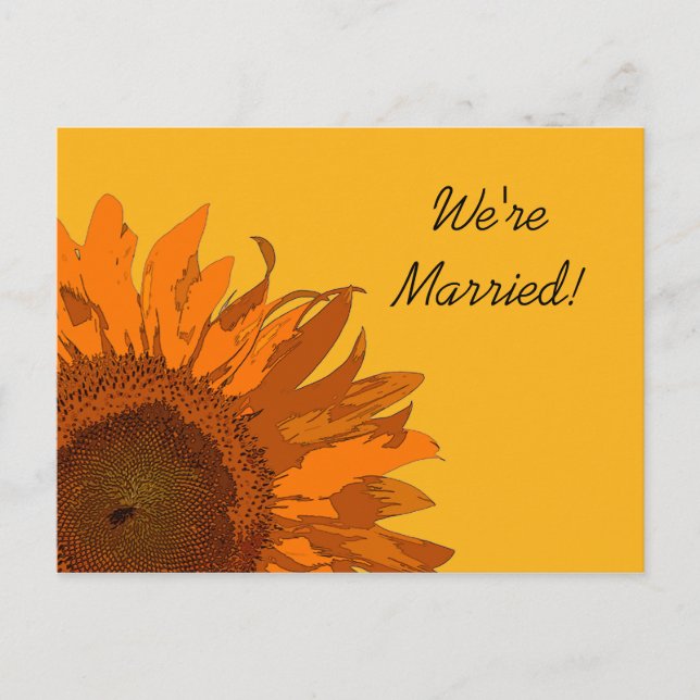 Sunflower naranja sobre la Invitación matrimonial  (Anverso)