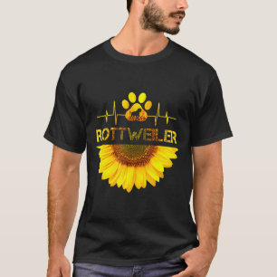 Sunflower Rottweiler Dog Heartbeat Gift Camiseta d