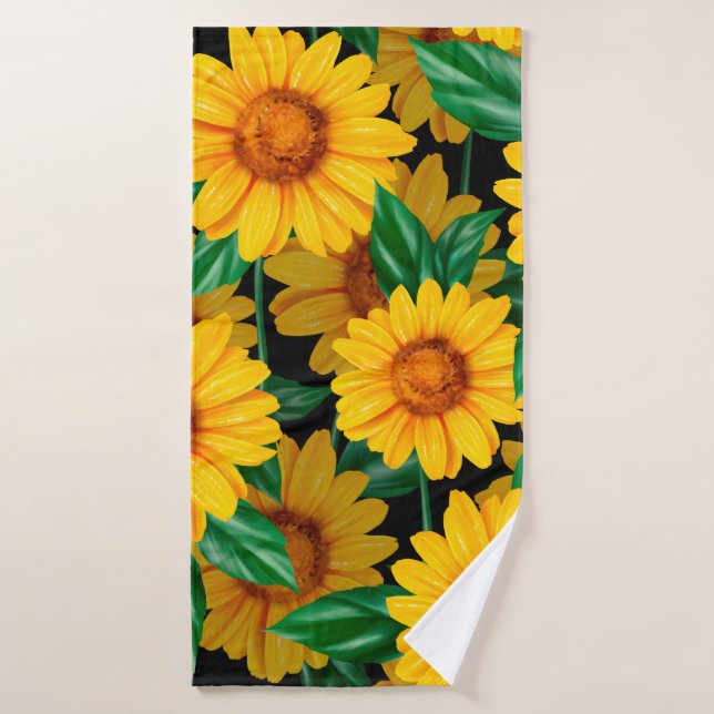 Sunflower seamless pattern. Background with yellow (Toalla de baño)