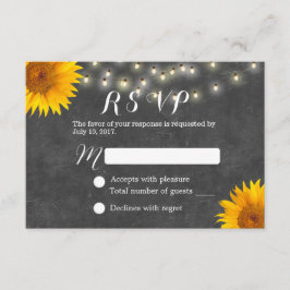 Sunflower & String Lughts Chalkboard Wedding RSVP
