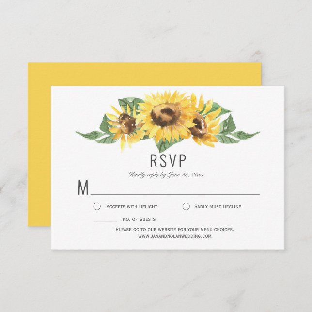 Sunflower Sunflower color amarillo soleado RSVP | (Anverso / Reverso)