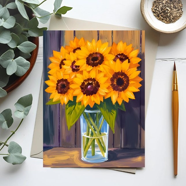 Sunflower Vase | Yellow Flower Watercolor Card (Subido por el creador)