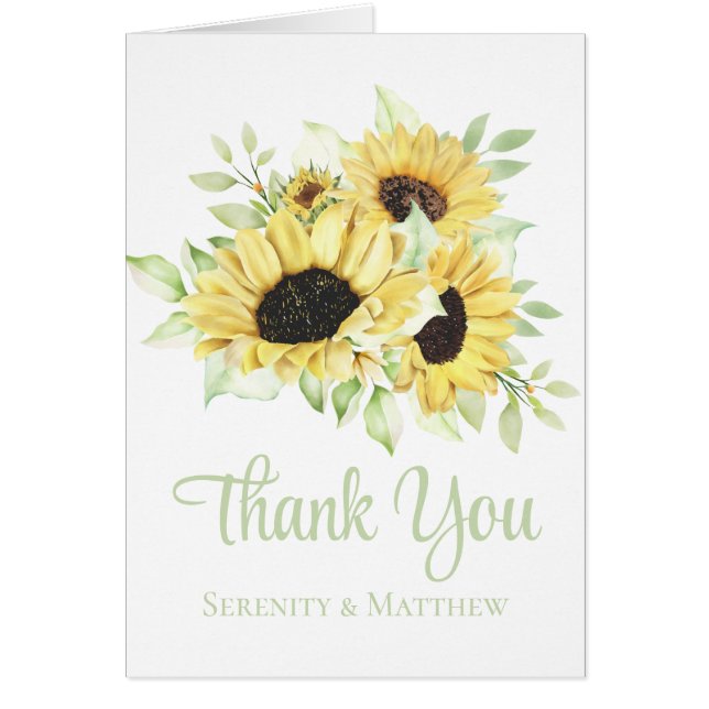 Sunflower Watercolor Floral Boda Gracias (Frente)
