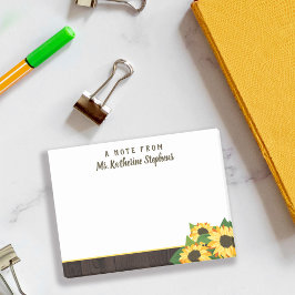 Sunflower & Wood Una Nota Del Nombre En Script