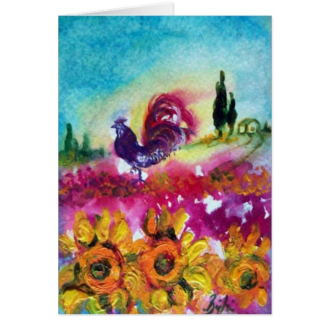 SUNFLOWERS AND BLACK ROOSTER (Frente)