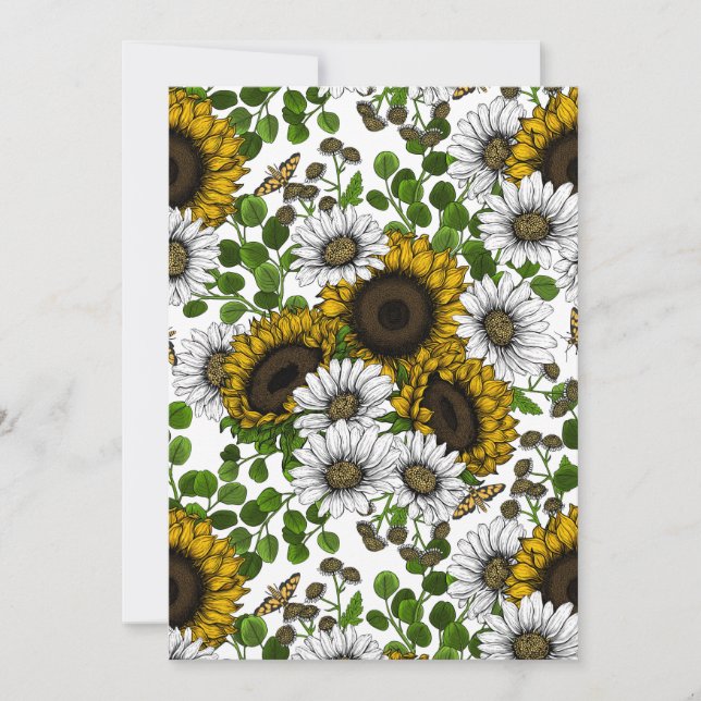 Sunflowers and daisies, summer garden 3 (Anverso)