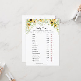 Sunflowers Baby Traits Shower Game Invitación
