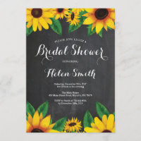 Sunflowers Bridal Shower Invitación Chalkboard