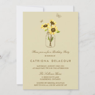 Sunflowers en la invitación a la fiesta de cumplea