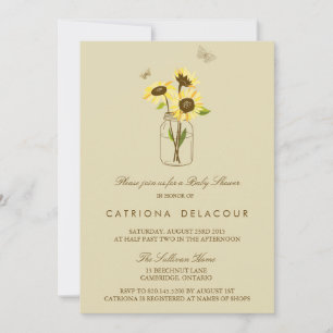Sunflowers en la invitación de Baby Shower a Mason