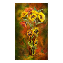 Sunflowers En Poster De Arte De La Vasa De Girasol