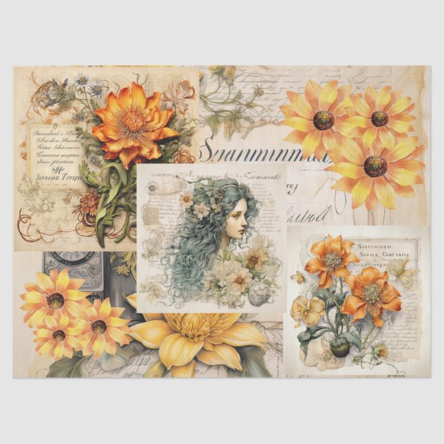 Sunflowers & Girly Dreams Papel de tejidos de cole (Anverso)