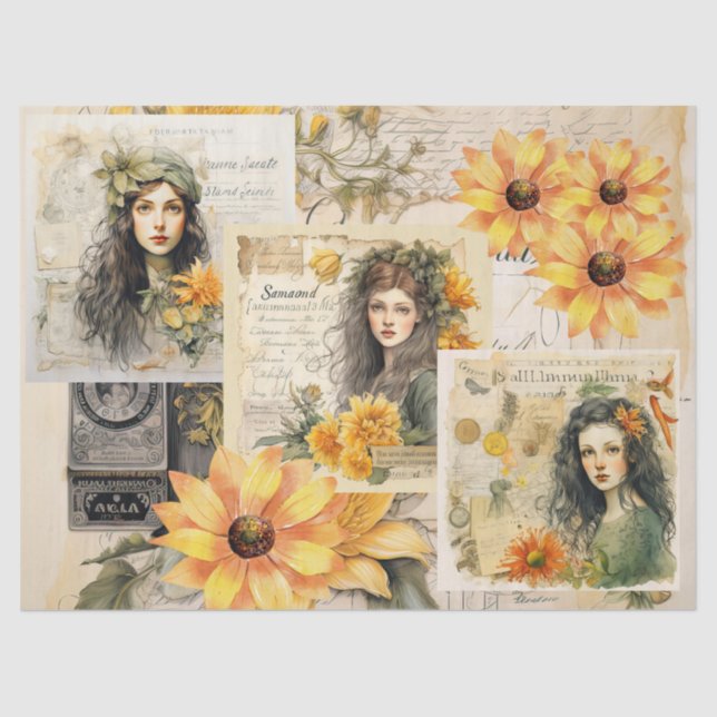 Sunflowers & Girly Dreams Papel de tejidos de cole (Anverso)