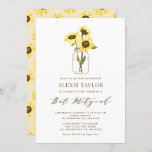 Sunflowers in Mason Jar Bat Mitzvah Invitación<br><div class="desc">Whimsical Bat Mitzvah con girasoles amarillos en un frasco de albañiles con mariposas. Esta floral invitación a Bat Mitzvah es completamente personalizable.</div>