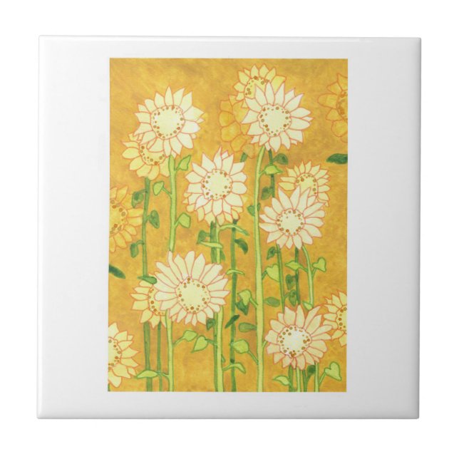 Sunflowers in Watercolor, azulejos personalizados (Frente)