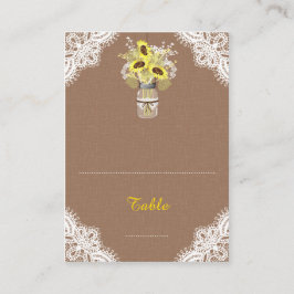 Sunflowers Lace Jar Rustic Boda Tarjetas Place